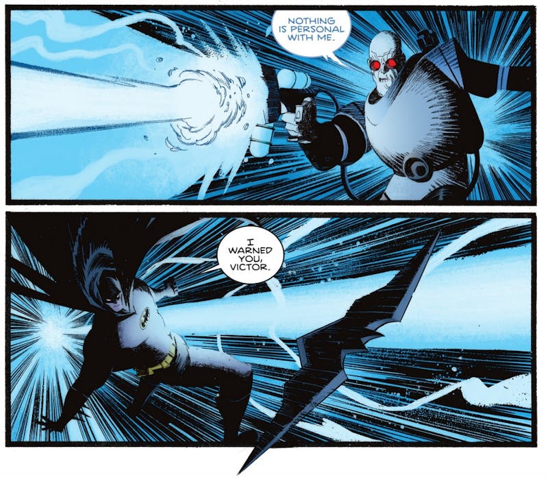 Le combat entre Batman et Freeze
