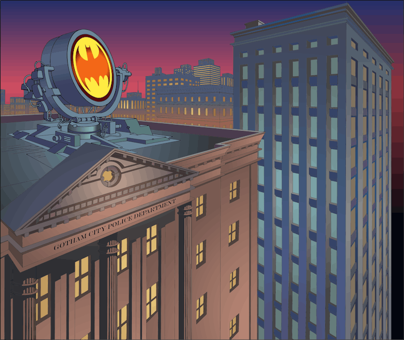 Le Batsignal sur le toit du GCPD